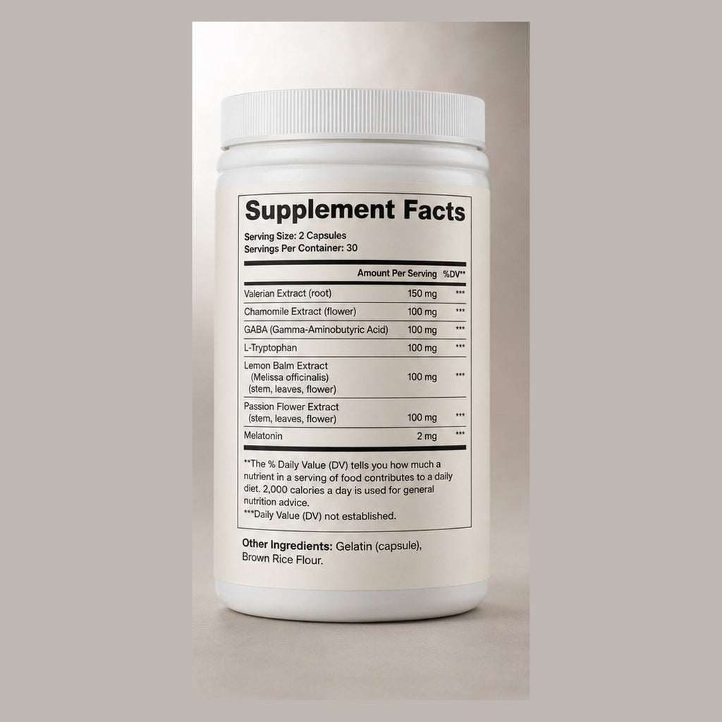 Supplement Facts panel for Make Me Snore Sleep Formula